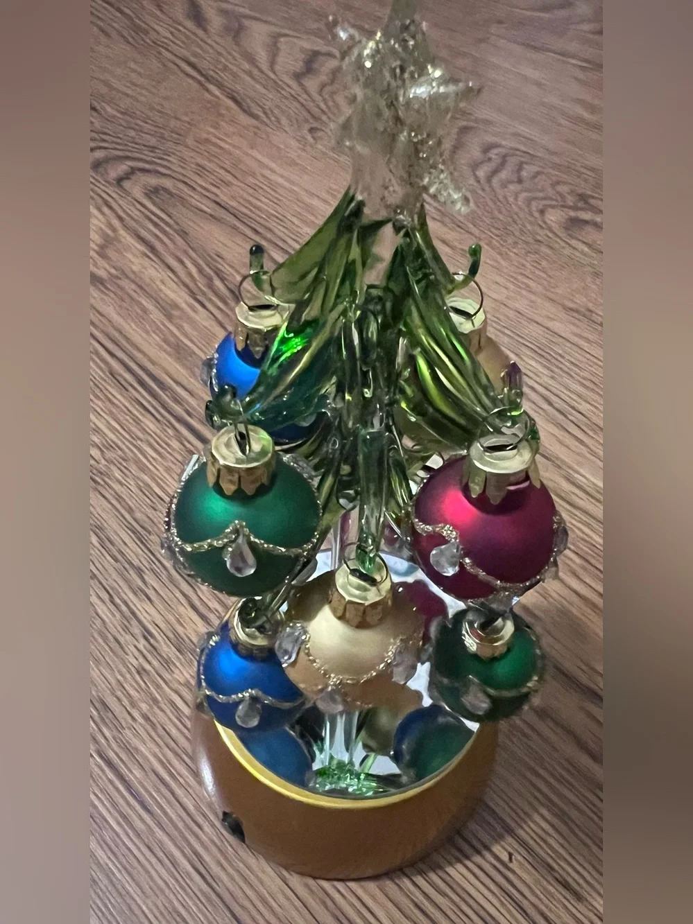 Handcrafted light up Mini Glass Christmas Tree MultiColor Ornaments holidays
